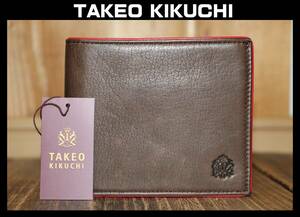 送料無料 特価即決【未使用】 TAKEO KIKUCHI ★ 馬革×鹿革×豚革 牛革 2つ折り財布 ★ タケオキクチ 税込定価1万6500円 702606