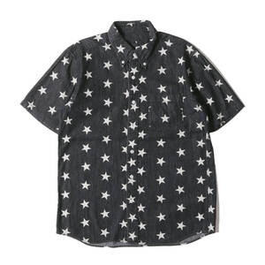 SOPHNET ソフネット シャツ サイズ:M スター柄 デニム ボタンダウン 半袖シャツ S/S STAR DENIM B.D SHIRT ブラック カジュアルシャツ