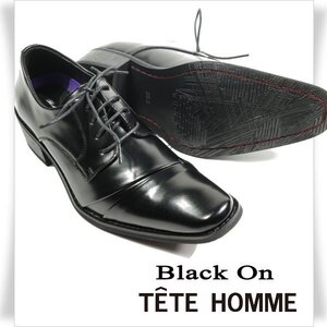 新品1円～★定価1.4万 Black On TETE HOMME テットオム アクションレザービジネスシューズ 27.0cm ブラック 黒 レースアップ 本物 ◆4864◆