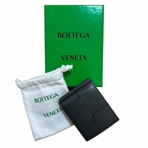 【極美品】 BOTTEGA ボッテガヴェネタ　マネークリップ　カセット　カード入れ　マキシイントレチャート レザー　グレー