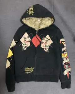 希少 エドハーディ ED HARDY フルジップパーカ スウェット ブラック