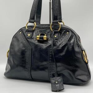 【良品】Yves SaintLaurent イヴサンローラン MUSE ミューズ ハンドバッグ トートバッグ ビンテージ 大容量 レディース ブラック DJ160201A