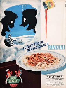 PANZANI パンザニ パスタソース モルヴァン HERVE MORVAN モルバン 広告 1950年代 欧米 雑誌広告 ビンテージ ポスター風 フランス