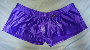 TM COLLECTION YKS Low-rise BOXER ローライズ ボクサーパンツ フルバック ボクサー ブリーフ シルクベージュ 光沢 艶 パープル 紫 Mサイズ