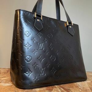 一円　美品　正規品　LOUIS VUITTON ヴェルニバッグ ハンドバッグ　マットブラック　パテントレザー　シリアル有り　ヒューストン　TH0999