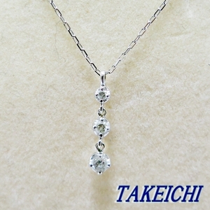【4℃】K18WG★ネックレス ダイヤモンド【中古】/10020291