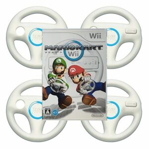 動作品 即納 / ４人プレイ用 マリオカートWii ハンドル４個付セット / 匿名配送 / お急ぎ対応致します