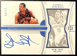 Latrell Sprewell 2022-23 National Treasures National Archives Ink /99 On Card Auto 直筆サインカード Knicks ニックス Panini NBA