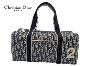 97218 ☆ Christian Dior クリスチャンディオール　トロッター柄 ミニボストンバッグ ハンドバッグ ネイビー　ナンバー2　ヴィンテージ