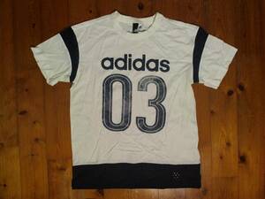 ☆松☆微難有☆アディダス☆adidas☆『03』ナンバリング プリント メッシュ切り替え 半袖Tシャツ S 白 紺　ホワイト　ネイビー