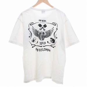 ショット SCHOTT フライング ホイール 刺繍 Tシャツ 半袖 ヘンリーネック ロゴ 天竺素材 Ｌ 白 ホワイト 3123112 /NQ メンズ