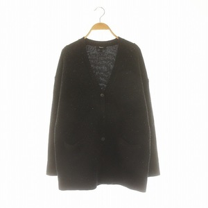 セオリー 23AW woolcash donegal boxy os cardi カーディガン ニット 長袖 ウール カシミヤ混 S 黒 ブラック /MI ■OS レディース