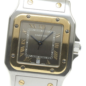 ジャンク カルティエ CARTIER W20030C4 サントスガルべ LM YGコンビ デイト クォーツ メンズ _824599