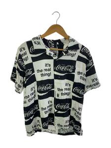 HOUSTON◆汚れ有/COCA-COLA ALOHA SHIRTS/アロハシャツ/L/レーヨン/WHT/総柄/41030