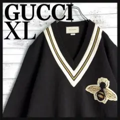 10353【美品・XLサイズ】GUCCI☆ワッペン定番カラーニットセーター