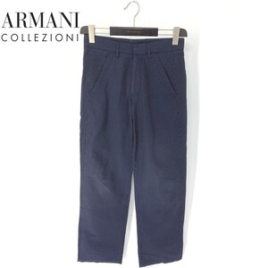 A6133/美品 春夏 ARMANI COLLEZIONI アルマーニ コットン ストライプ テーパード ワイドパンツ スラックス トラウザーズ 44 紺/メンズ