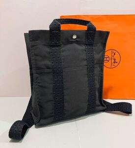 HERMES ● 新品 未使用 エルメス エールライン リュック MM グレー シルバー金具 バッグ エール パドロック付き