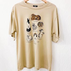 【新品未使用】marble SUD マーブルシュッド Tシャツ Zukan Rabbit S/S TEE うさぎ ウサギ ベージュ プリント 半袖 フリーサイズ かわいい