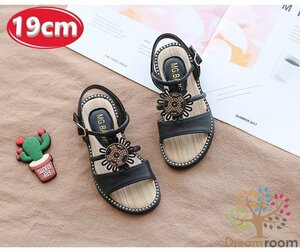 kids バックル リゾートサンダル 【ブラック 19cm】 韓国子供服 キッズ ビーチサンダル 子供用 女の子