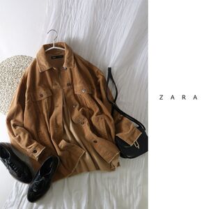 ザラ ZARA☆洗える コットン100% オーバーサイズ ポケット付きコーデュロイジャケット XSサイズ☆N-H 5594