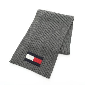 △506840 TOMMY HILFIGER トミーヒルフィガー 肉厚リブニットマフラー ウール混 グレー