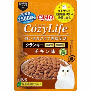 （まとめ買い）いなばペットフード CIAO CozyLife クランキー チキン味 200g 猫用フード 〔×12〕