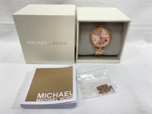 【中古】 MICHAEL KORS レディース 腕時計 ピンク 付属品 専用ケース 余りコマ付 動作未確認【8169】