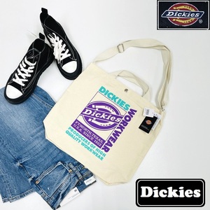 Dickies パープル×グリーン ショルダーバッグ トートバッグ アウトドアキャンプ バイク スポーツ ロゴ刺繍2WAYタグ ディッキーズ