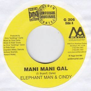 Epレコード　ELEPHANT MAN & CINDY / MANI MANI GAL (MUDSLIDE)