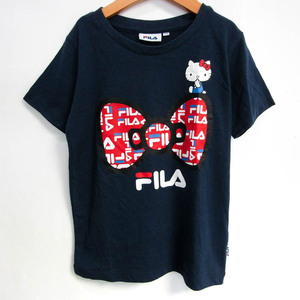 フィラ 半袖Ｔシャツ トップス ハローキティ ロゴT スポーツウエア キッズ 女の子用 130サイズ ネイビー FILA