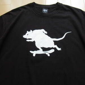 ★即決送込★GOODデザイン! 希少 RAT SKATE L STUSSY T-shirt Tee 半袖 old oldstussy オールド ステューシー M vintage US古着 x 黒 black