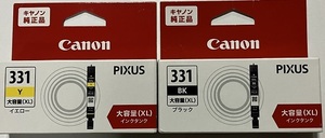 キャノン純正インク　331XL Y/BK　未使用2個セット　取付期限2026年3月/5月