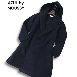 新品 未使用★ AZUL by MOUSSY アズール マウジー 秋冬 TR HOODIE COAT フーディー コート 羽織り Sz.S レディース ネイビー　C4T10502_B#N