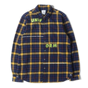 UNIFORM EXPERIMENT シャツ サイズ:4 ロゴ刺繍 チェック フランネルシャツ (UNIFORM EMBROIDERY REGULAR COLLAR FLANNEL CHECK SHIRT)