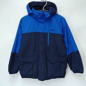 【中古】ナイキ リバーシブル ナイロン フリース ジャケット コート フード M 381591-400 キッズ NIKE ジュニア サッカー スポーツ