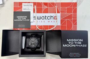 Swatch OMEGA Snoopy MISSION TO THE MOONPHASE NEW MOON 新品 未使用 スウォッチ オメガ スヌーピー ニュームーン 黒色 未使用 正規