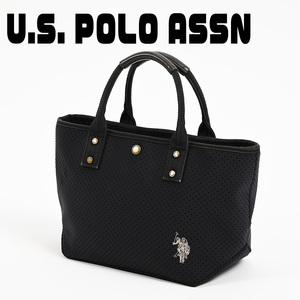 227-53◆U.S.POLO ASSN/ユーエスポロアッスン ネオプレン トートバッグ ブラック エンボスバッグ 男女兼用 ハンドバッグ 