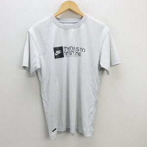 z■ナイキ/NIKE DRY-FIT プリントTシャツ【M】灰/men