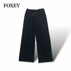 FOXEY フォクシーニューヨーク テーパードパンツ 黒ブラック 40 L