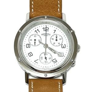 【38mm】エルメス　HERMES　メンズ　腕時計　時計　クリッパー　クロノグラフ　レザー