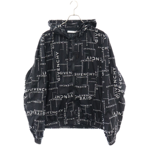 GIVENCHY ジバンシィ CROSSWORD LOGO WINDBREAKER クロスワード ロゴ ウィンドブレーカー ジップ ジャケット BM00C412DS ブラック/ホワイト