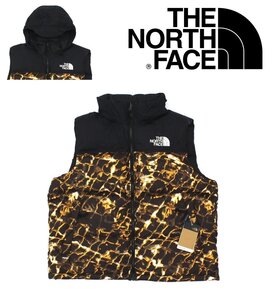 7万新品◆XL◆THE NORTH FACE フード内蔵型ダウンベスト ヌプシ フィルパワー700『RETRO NUPTSE』黒×茶系giraffe柄 1円