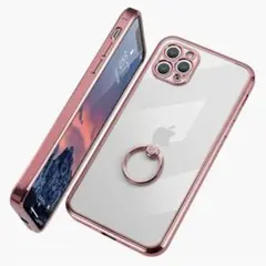 iPhone 12 Pro ケース リング付き クリア メッキ加工 ソフトケース