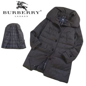 特大44 未使用級 溢れる高級感 BURBERRY LONDON 極暖 ノバチェック Aライン ウール ダウンコート ジャケット レディース バーバリー 250145