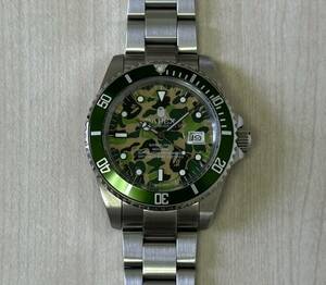 新品未使用 A BATHING APE ア ベイシング エイプ BAPEX ベイペックス サルマリーナ BAPEXPLORER CAMO カモ柄 自動巻き腕時計 箱付き