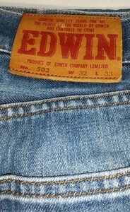 ☆EDWIN COMPANY LIMITED 503 日本製 サイズ32×33 青デニムCOTTONロング洗濯済パンツ長ズボン ボトムス ジーパン エドウィンJEANSジーンズ