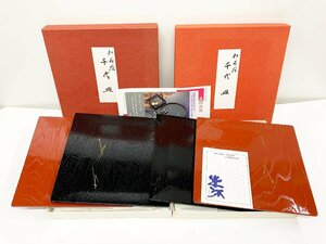 杉蒔絵 漆器 漆工芸 千代皿 プレート 皿 漆塗 共箱 4客セット 和 木製 直径21cm 赤 黒 伝統工芸