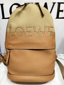 未使用　ロエベ　LOEWE　ロゴ　リュック　バックパック　レザー　ファブリック　男女兼用　