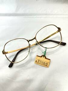 メガネフレーム【amor 20-B507】51㎜ 黄色い金色 レンズなし　ワンブリッジ　MADE IN FRANCE　昭和時代　個性的なメガネ[送料無料] 