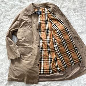 希少Lサイズ●BURBERRY バーバリー ステンカラーコート ダウンコート ノバチェック ダウンライナー 取り外し可能 アウター コート ベージュ